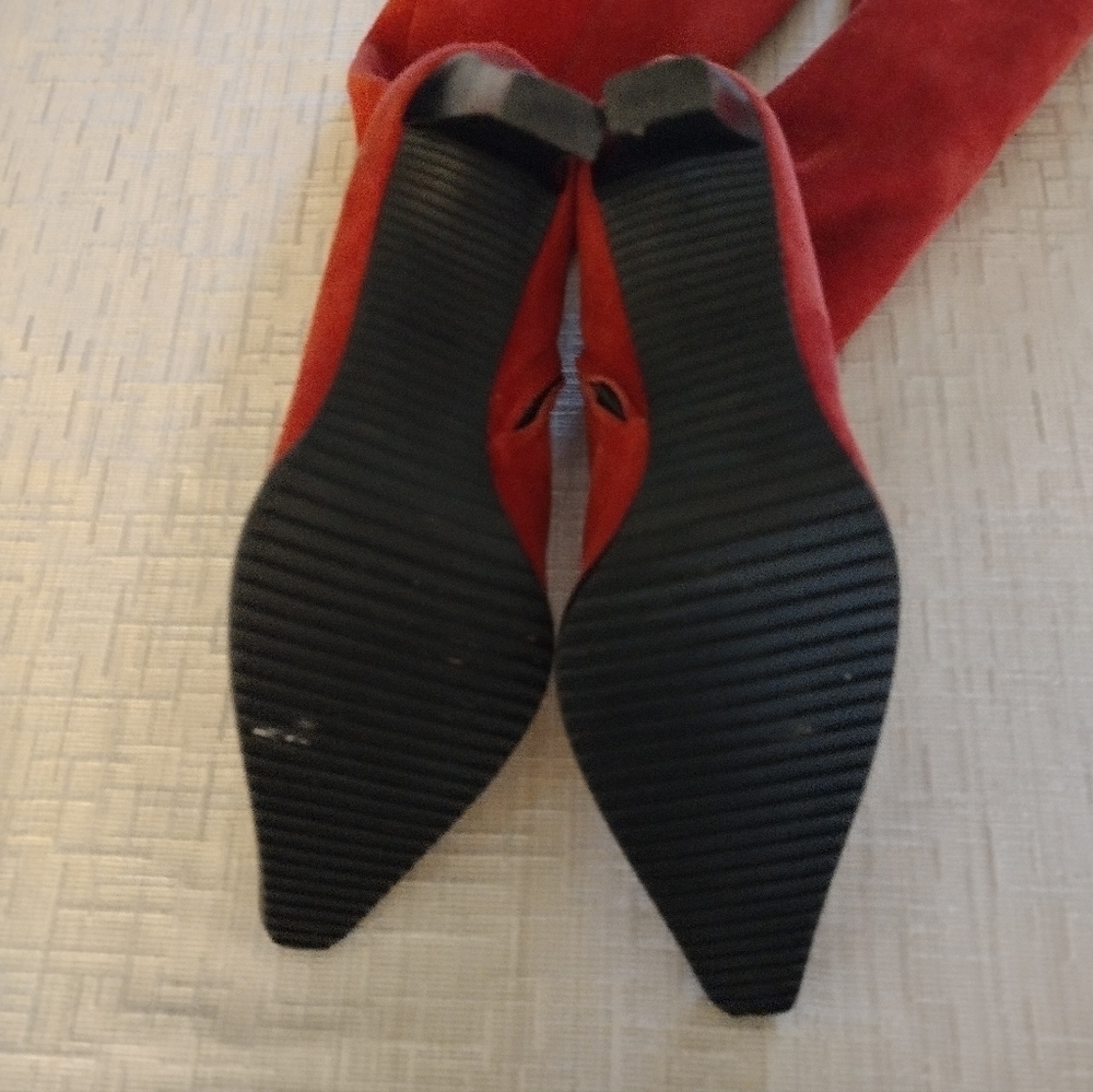 Vicini Women's Tall Red Suede Leather Boots Sz 38 US 7.5 - Picture 5 of 12